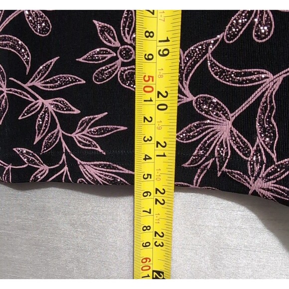 Connected Apparel Black Metallic Pink Sparkle Liquid Knit Top Size XL Festive - Picture 6 of 13